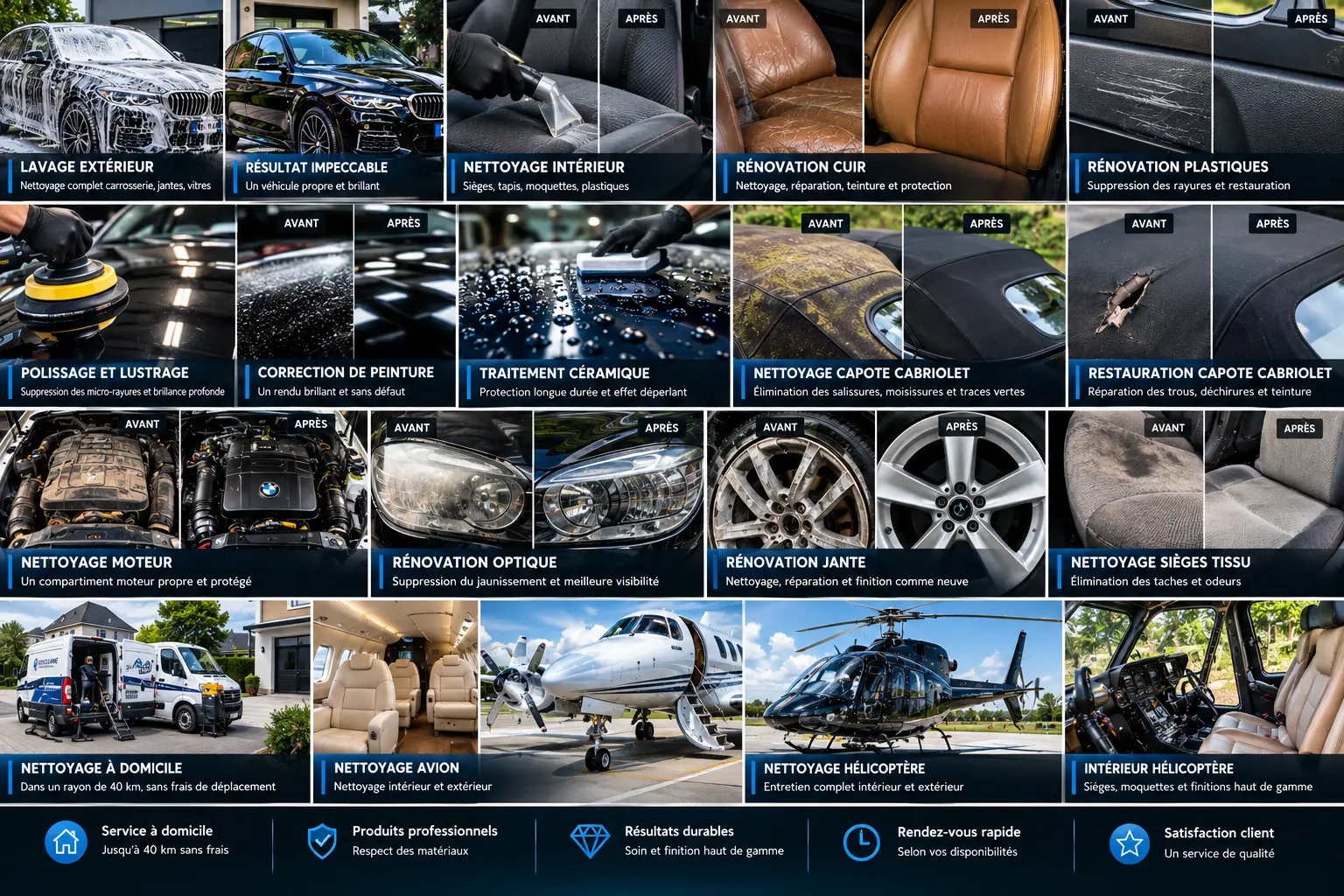 Visuel de présentation des prestations de nettoyage et detailing automobile